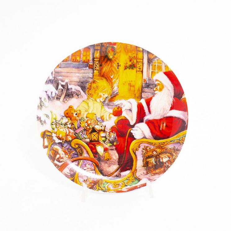 Новорічний набір із 2-х десертних тарілок з ілюстрацією "Добрий Санта біля каміна" Palais Royal - фото