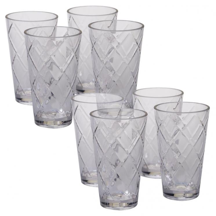 Набір з 4-х високих прозорих склянок з акрилу для прохолодних напоїв "Алмазні грані" Certified International - фото