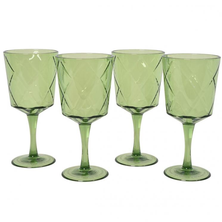Набір із 4-х зелених келихів для вина з міцного акрилового скла "Алмазні грані" Certified International - фото
