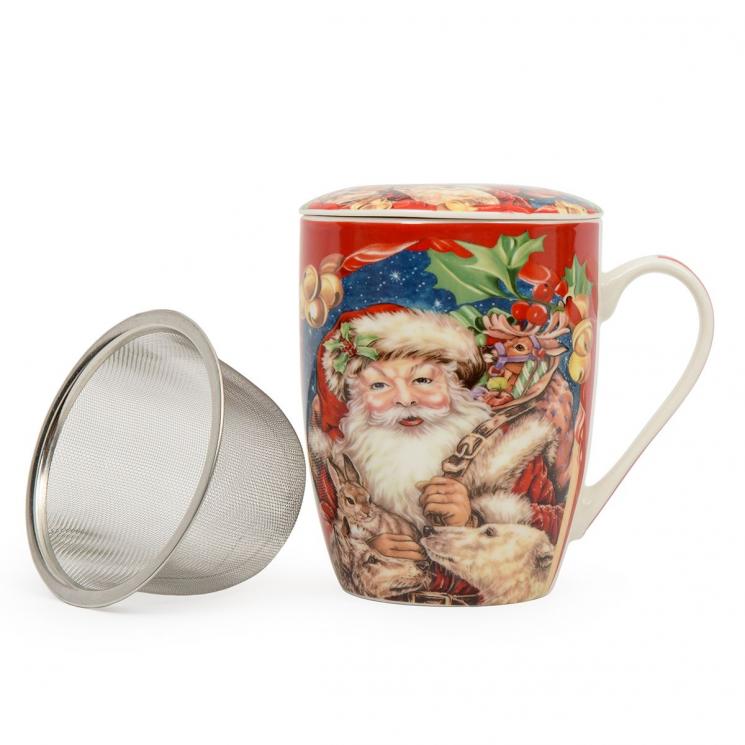 Чашка новорічна чайна з ситечком "Добрий Санта" Palais Royal - фото