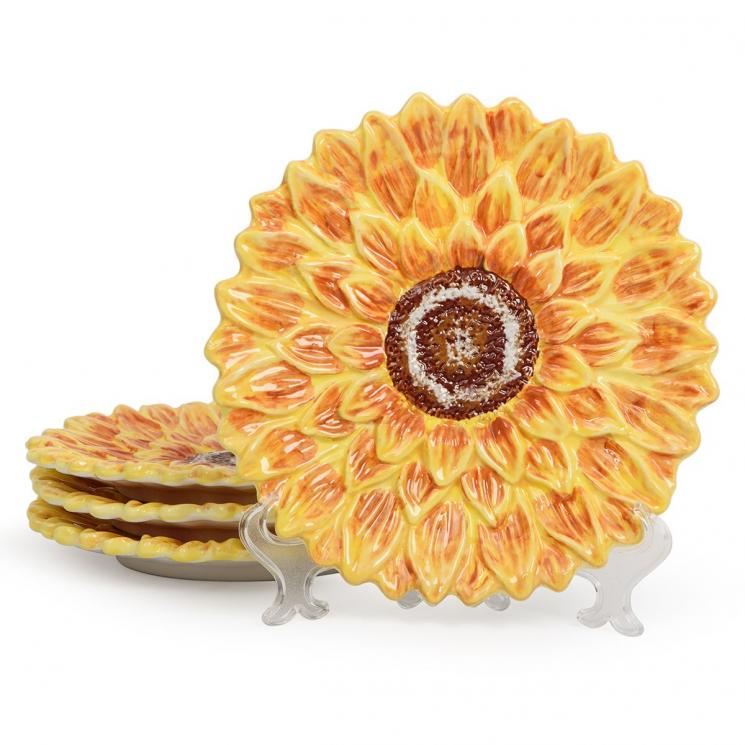 Набір із 4-х рельєфних десертних тарілок у формі соняшників "Сонячний сад" Certified International - фото