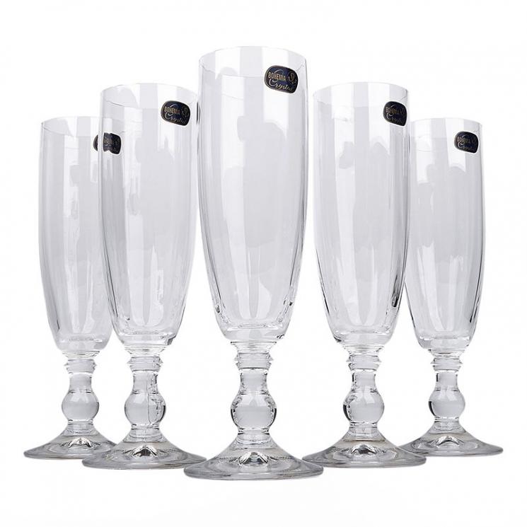 Набір із 6-ти прозорих келихів для шампанського в класичному стилі Margot Maison - фото