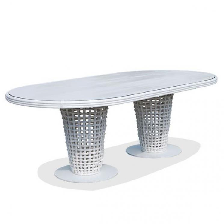 Овальний обідній стіл із плетінням зі штучного ротанга Dynasty Skyline Design - фото