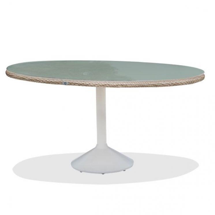Овальний обідній стіл зі штучного ротанга зі скляною стільницею Journey Skyline Design - фото