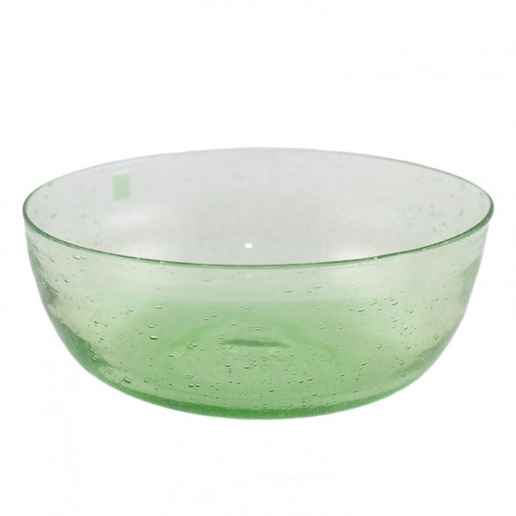 Прозорий салатник світло-зеленого кольору зі скла з бульбашками повітря Matisse Comtesse Milano - фото