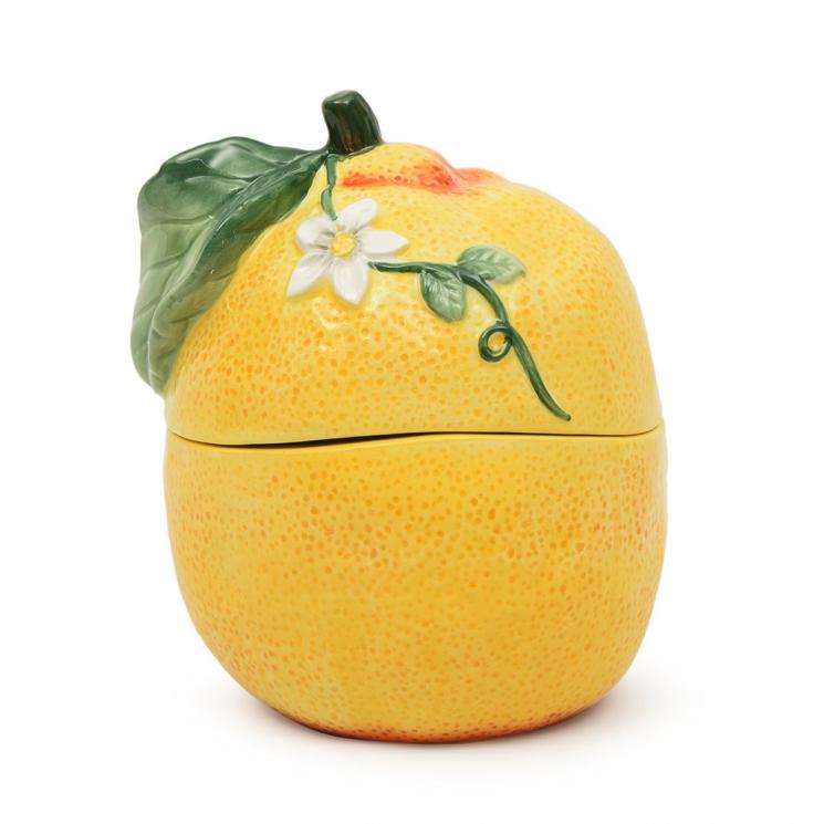 Цукорниця з кришкою у формі цитрусу зі структурованою поверхнею "Стиглий лимон" Certified International - фото