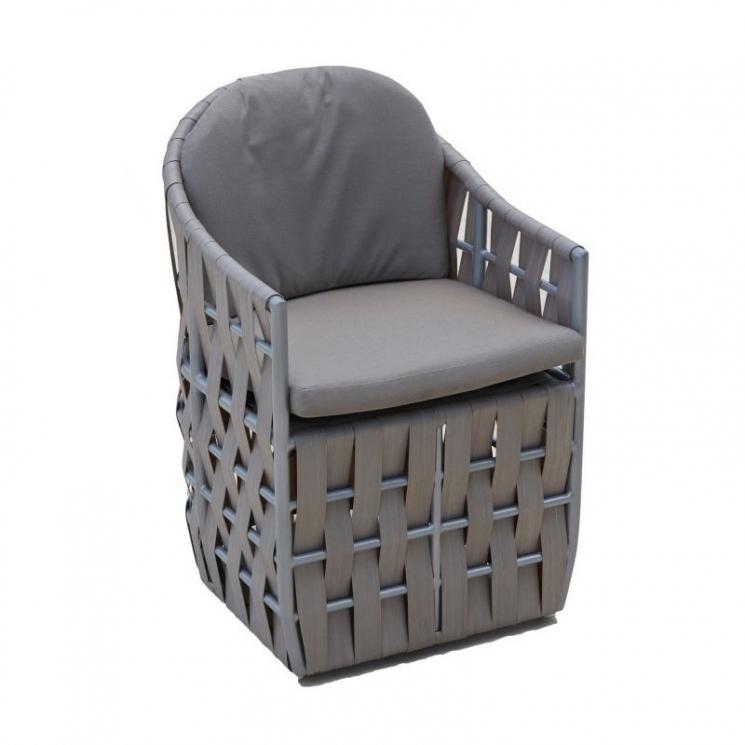 Плетене обіднє крісло з м'якою подушкою Strips Skyline Design - фото