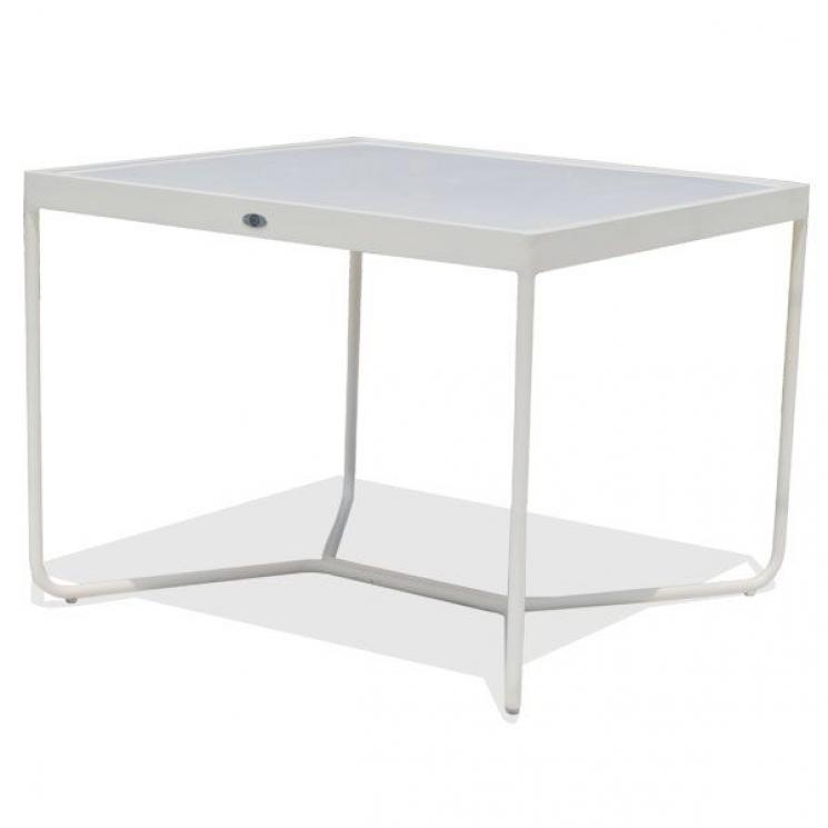 Квадратний обідній стіл з металу білого кольору з скляною стільницею Tuscany Skyline Design - фото