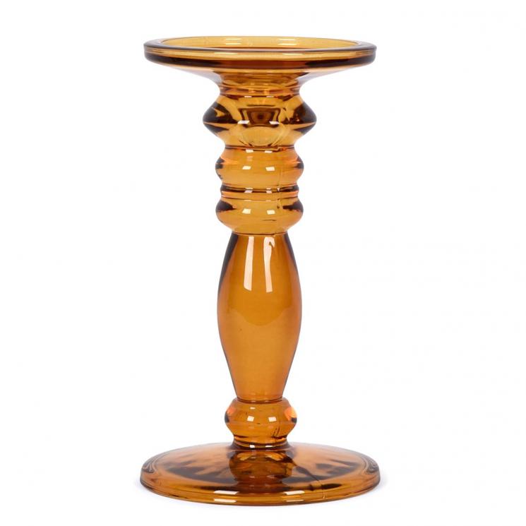 Скляний свічник бурштинового кольору Peno Exner - фото