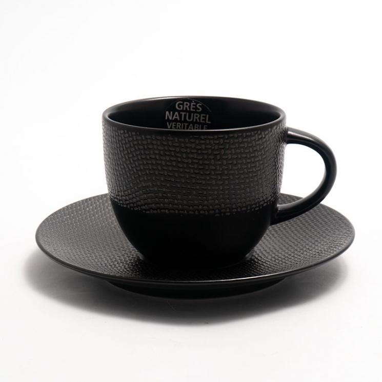Набір чайних чашок із блюдцями Vesuvio чорного кольору, 6 шт. Bastide - фото