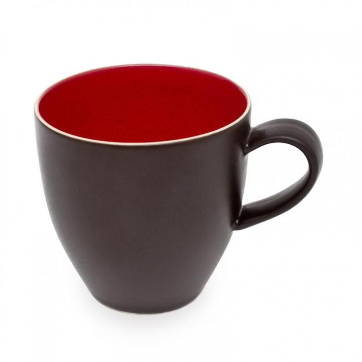 Двоколірна чайна чашка з кераміки шоколадного та червоного відтінків Etna Bastide - фото