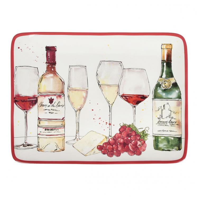 Прямокутне блюдо з кераміки з романтичним малюнком "Свято молодого вина" Certified International - фото