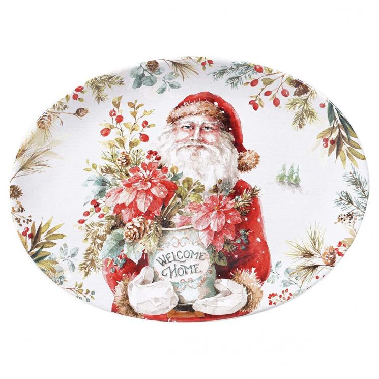 Керамічна таріль з портретом Санта Клауса «Різдвяна казка» Certified International - фото