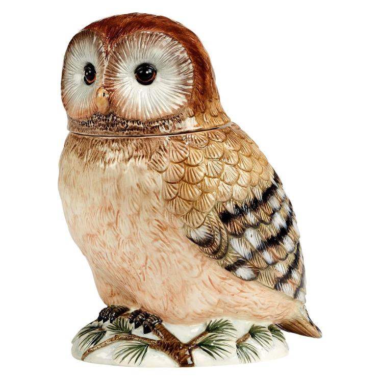 Керамічна ємність для зберігання у вигляді статуетки сови "Зимовий Ліс" Certified International - фото