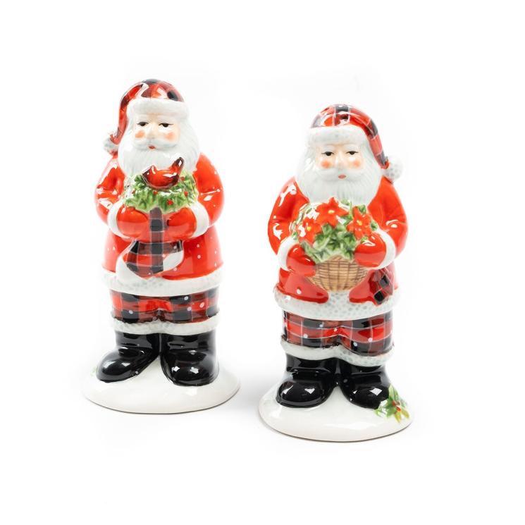 Набір ємностей для солі та перцю – керамічні фігурки Санти "Різдвяна хижка" Certified International - фото