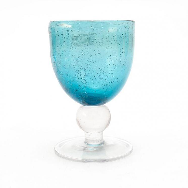 Келих Bastide насиченого синього кольору зі скла з повітряними бульбашками - фото