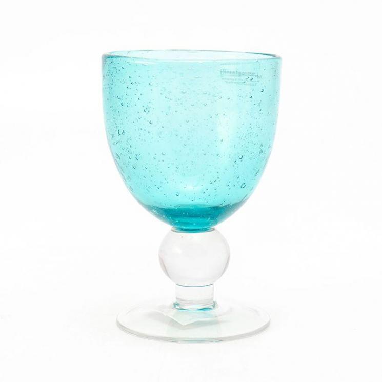 Яскравий блакитний келих для вина Bastide зі скла з крапельками повітря - фото