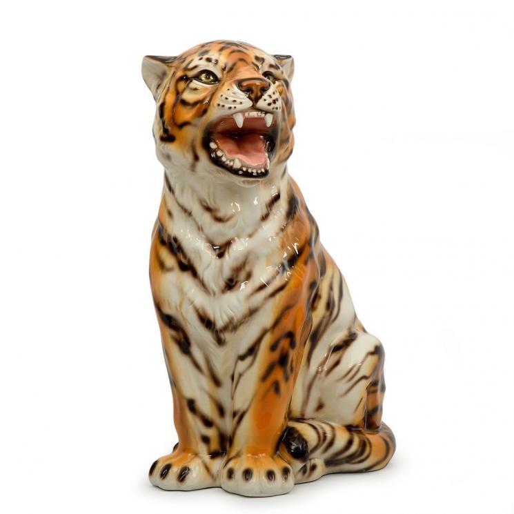 Висока декоративна статуетка тигра з кераміки Ceramiche Boxer - фото