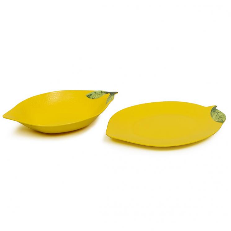 Набір із 2-х жовтих меламінових блюд із структурованою поверхнею "Аромат лимона" Certified International - фото