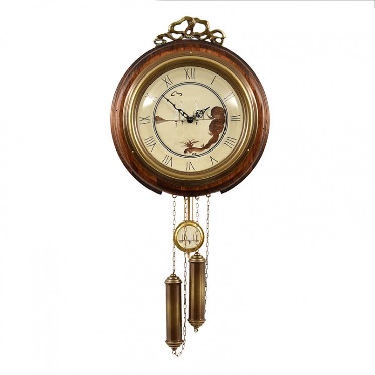 Антикварний настінний годинник з боєм і білим циферблатом Capanni - фото