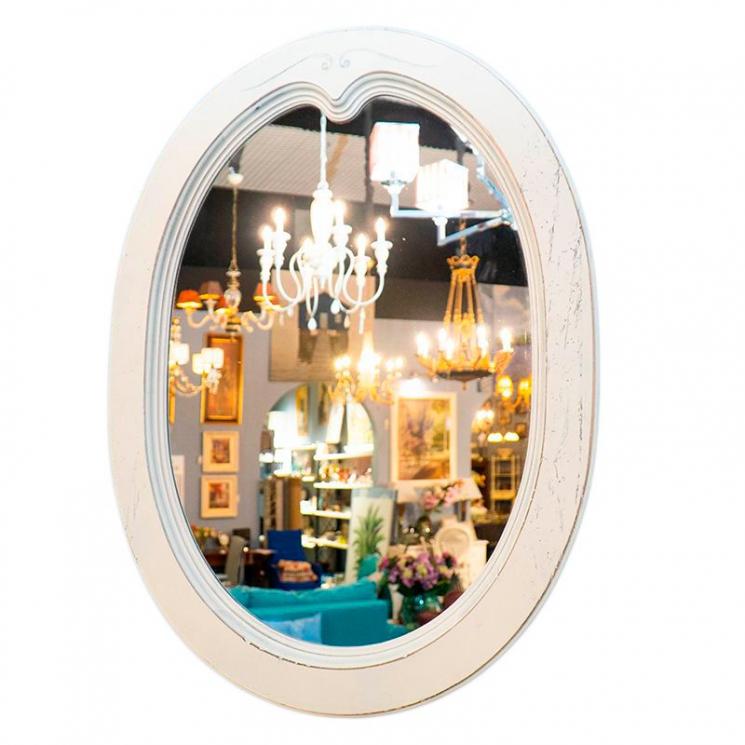 Овальне дзеркало у білій дерев'яній рамі Capanni. - фото