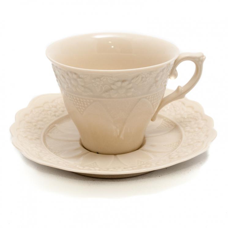 Біла чайна чашка з блюдцем Palais Royal - фото