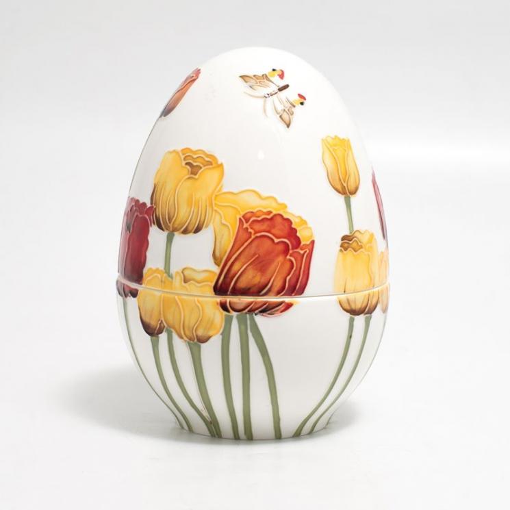 Велика шкатулка-яйце з італійської кераміки з рельєфним квітковим малюнком Palais Royal - фото