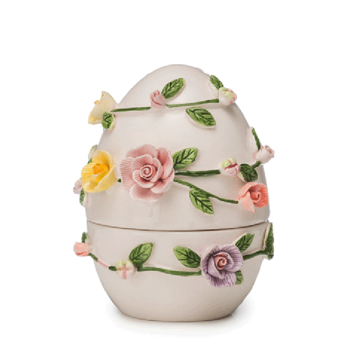 Декоративне яйце-скринька з фарфору з ліпними бутончиками «Троянди» Palais Royal - фото