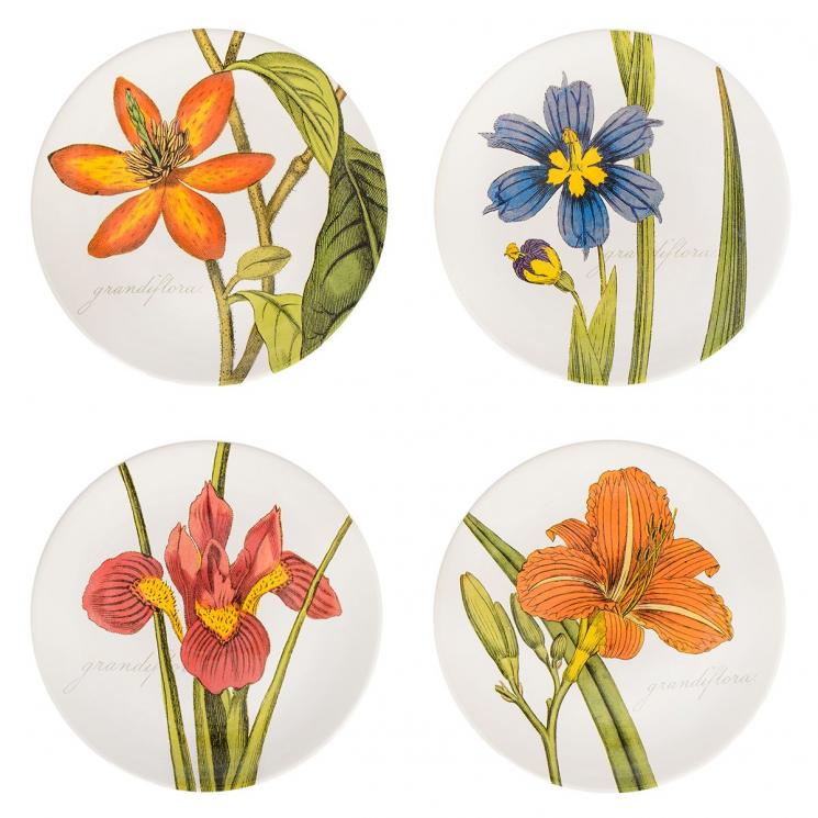 Набір з 4-х керамічних салатних тарілок у світлих тонах "Квіткова рапсодія" Certified International - фото