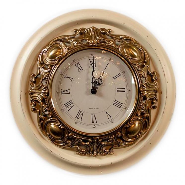 Круглий настінний годинник Capanni з антикварного дерева з металевим декором - фото
