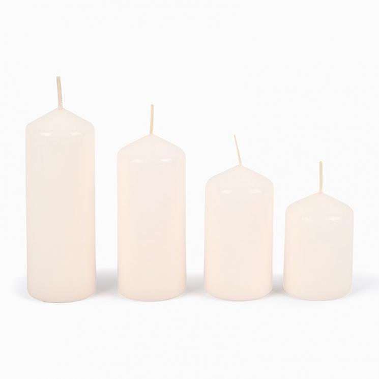 Набір із 4-х свічок у формі циліндра кольору айворі Mercury - фото