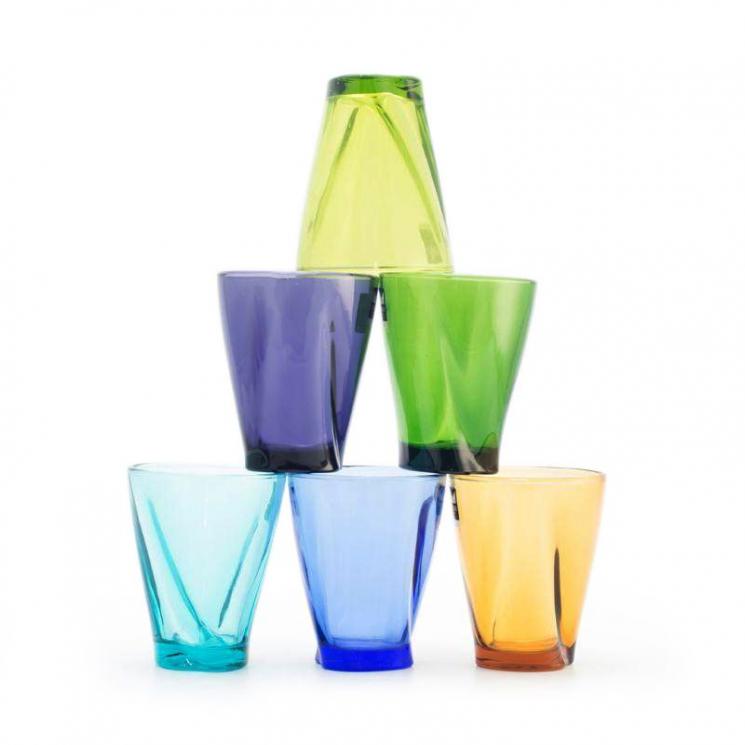 Набір із 6-ти різнокольорових скляних склянок Lui&Lei Comtesse Milano - фото
