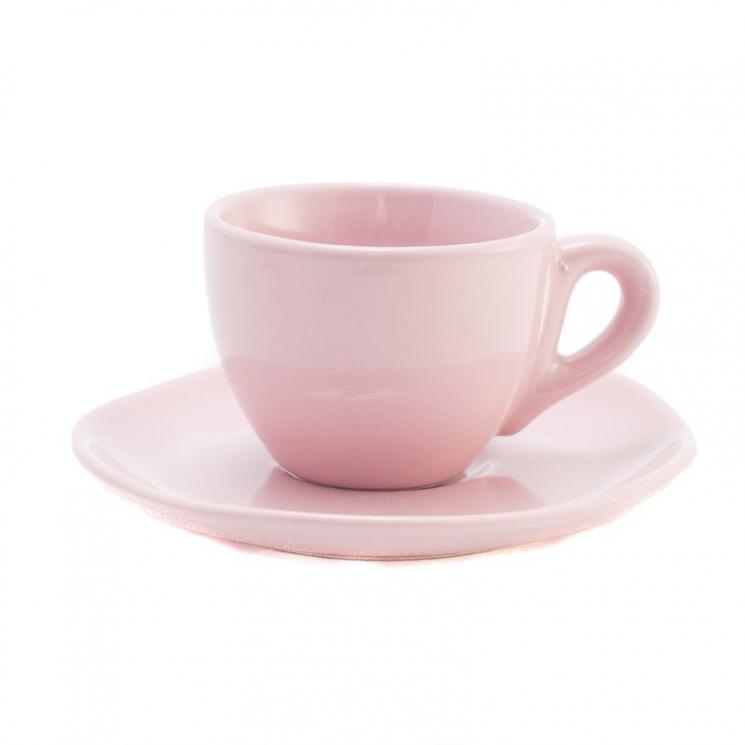 Набір чашок із блюдцями Comtesse Milano Ritmo рожевий 90 мл 6 шт. - фото