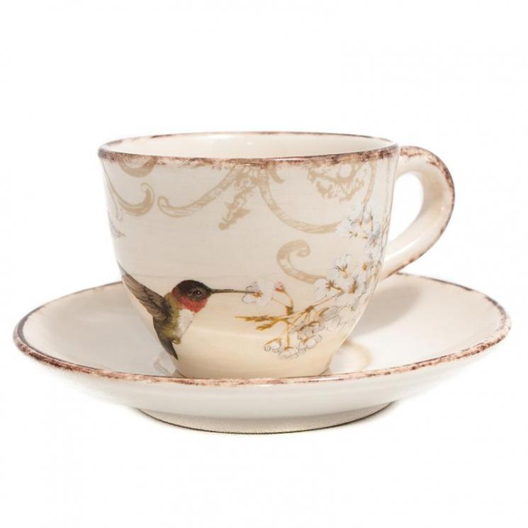 Чайна чашка та блюдце з ексклюзивної кераміки ручної роботи "Шопен" Bizzirri - фото