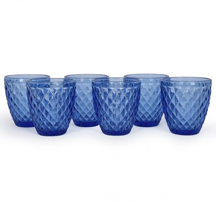 Набір склянок синього кольору для води та соку Toscana Maison, 6 шт - фото