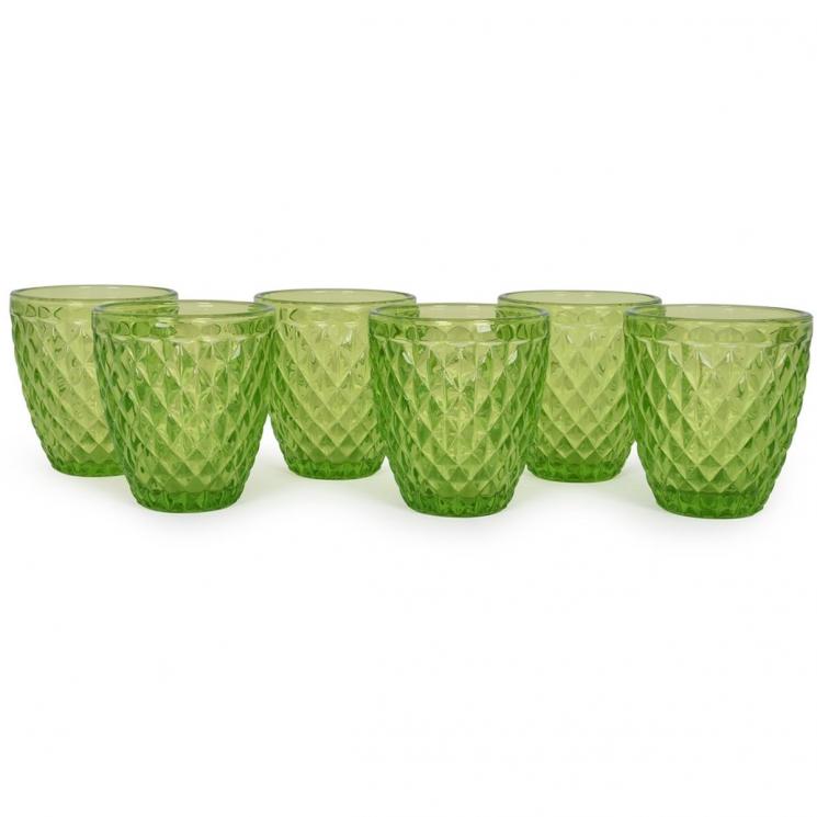 Набір рельєфних склянок зеленого кольору Toscana Maison, 6 шт. - фото