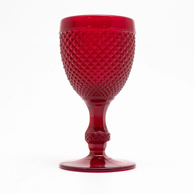 Комплект винних келихів із червоного скла з рельєфним орнаментом Vista Alegre, 4 шт. - фото