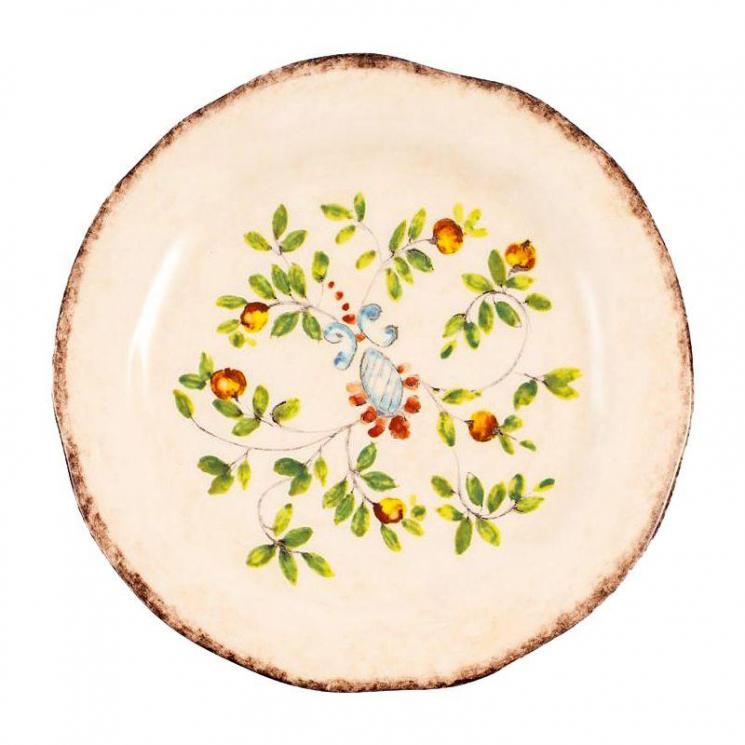 Тарілка десертна ручної роботи з квітковим малюнком Melograno Bizzirri - фото