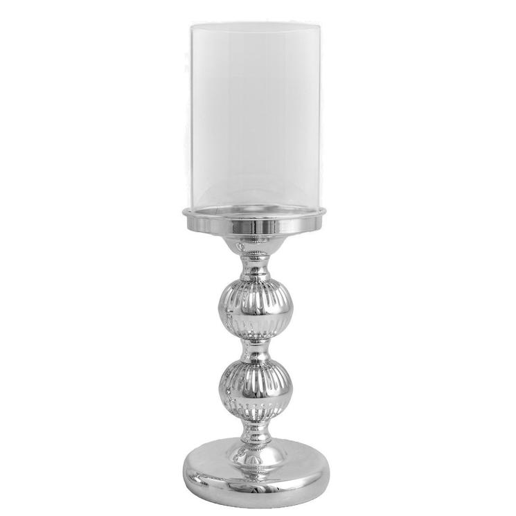 Срібний свічник для декору з двома сферами H. B. Kollektion - фото