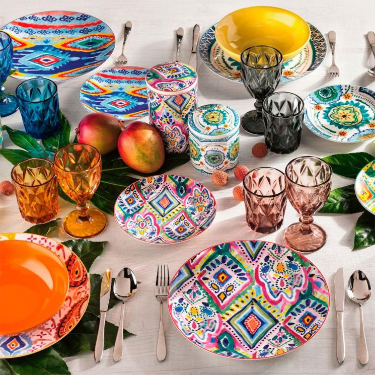 Колекція порцелянового посуду з яскравими різнокольоровими візерунками Samba Brandani - фото