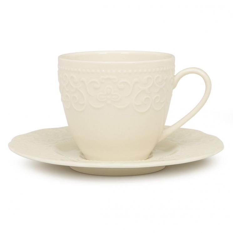 Чайна чашка з блюдцем із порцеляни з рельєфним візерунком Gran Gala Brandani - фото