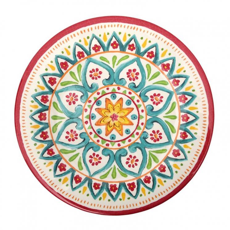 Блюдо кругле з меламінового пластику з яскравим етнічним орнаментом Maya Brandani - фото