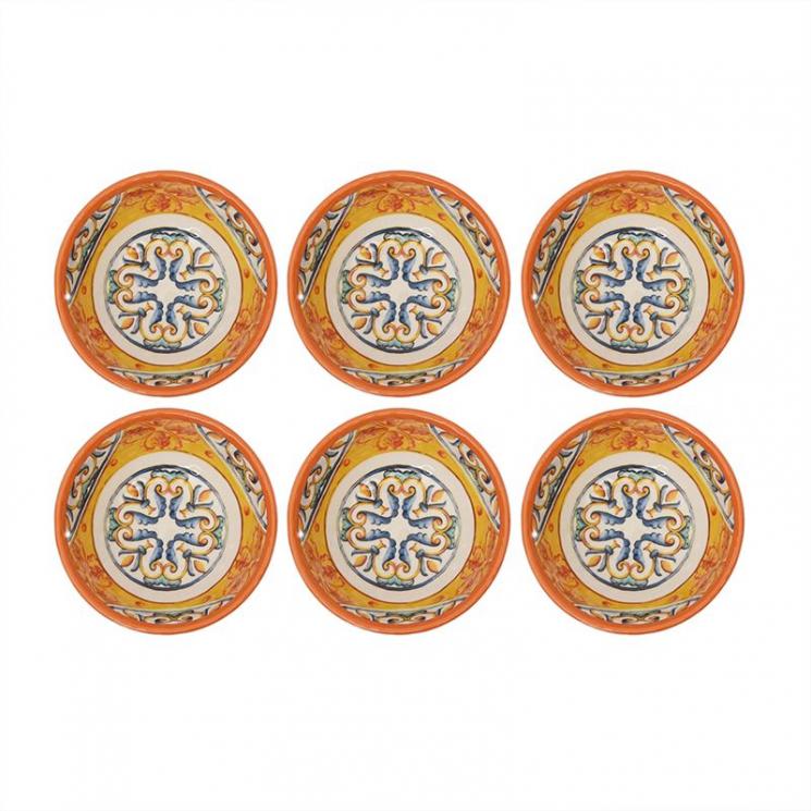 Набір піал із ударостійкого меламіну з оранжево-синім орнаментом Medicea 6 шт. Brandani - фото