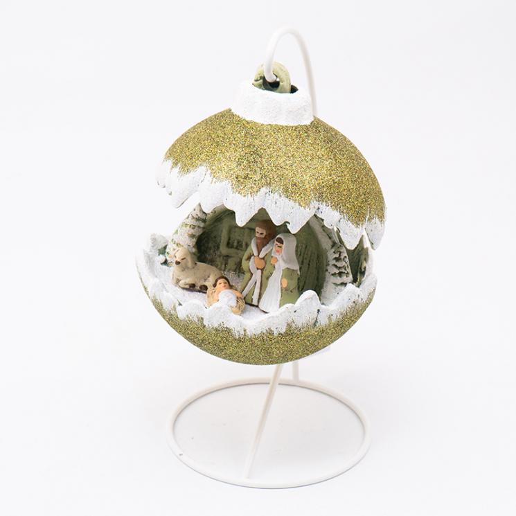 Декоративна куля оливково-золотава з LED-підсвічуванням «Святе сімейство» Villa Grazia - фото