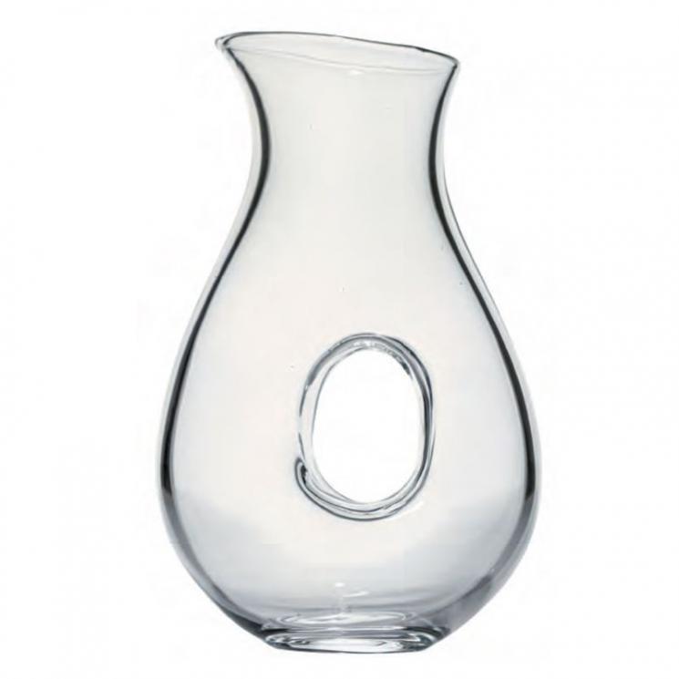 Декантер 1,2 л у формі глечика з отвором усередині, скляний карафа для вина City Maison - фото