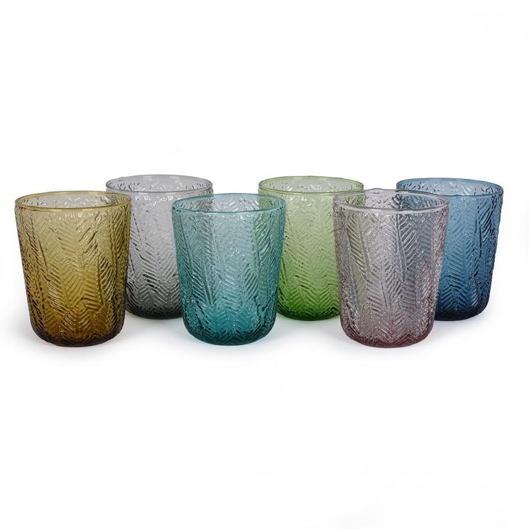 Набір різнокольорових склянок із рослинним візерунком, 6 шт. Montego Maison - фото