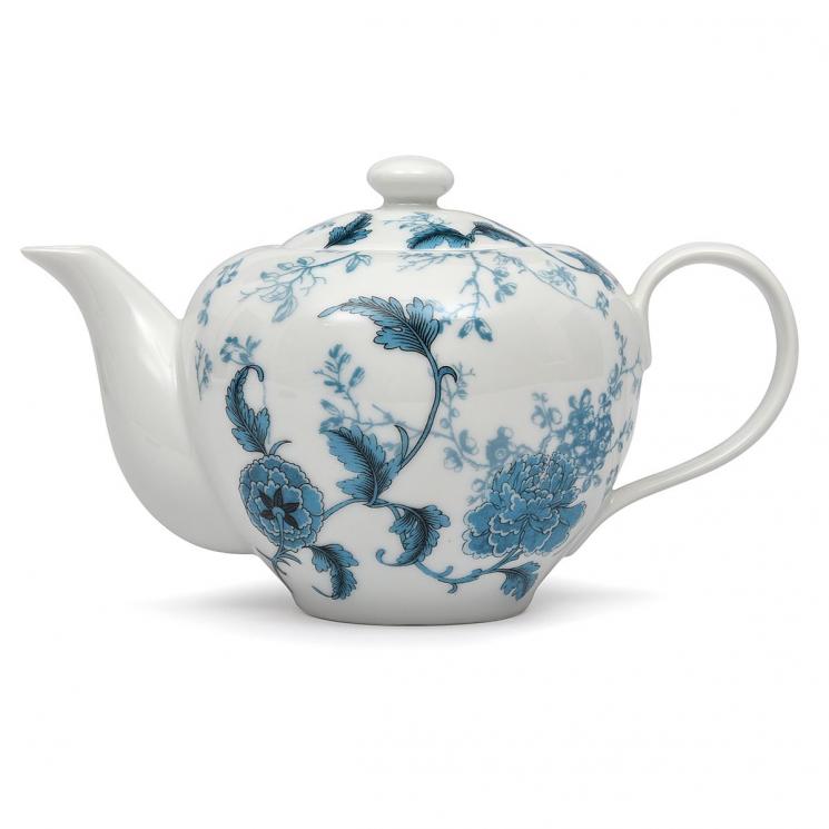 Об'ємний заварник для чаю з фарфору малюнком у блакитних тонах "Лазурний дракон" Maison - фото