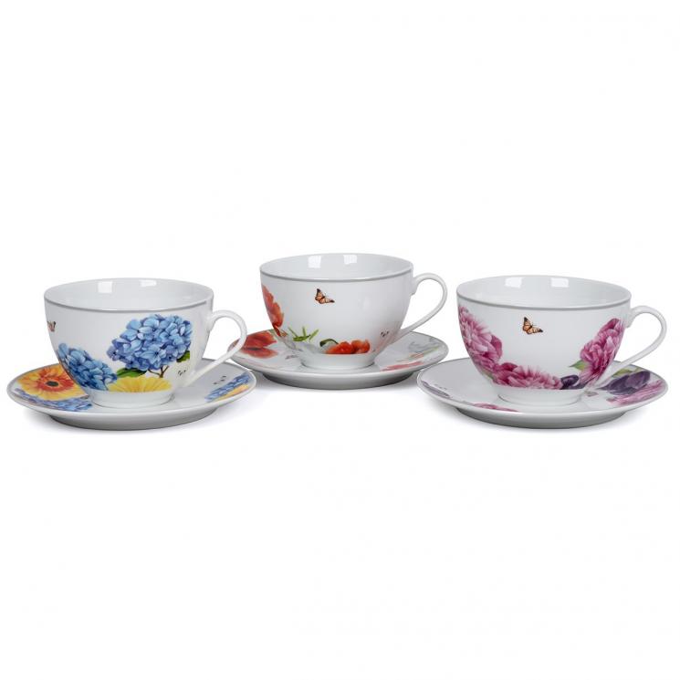 Чашки чайні з блюдцями набір із 3-х шт. Ikebana Maison - фото