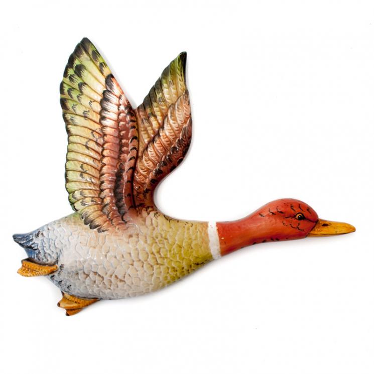 Керамічний настінний декор ручної роботи у вигляді качки, що летить, "Пташиний двір" Ceramiche Bravo - фото