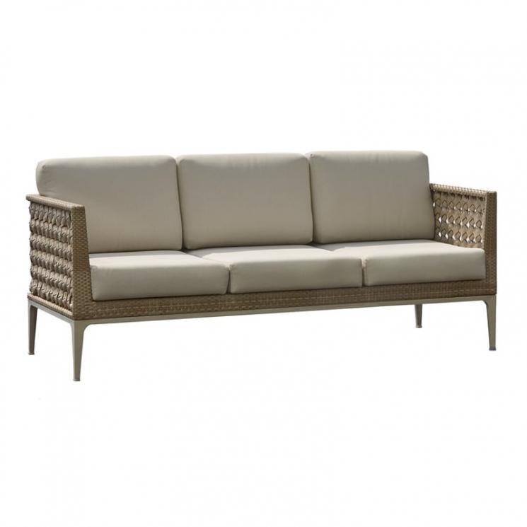 Компактний на 3 особи диван з оригінальним плетінням із ротанга Heart Skyline Design - фото